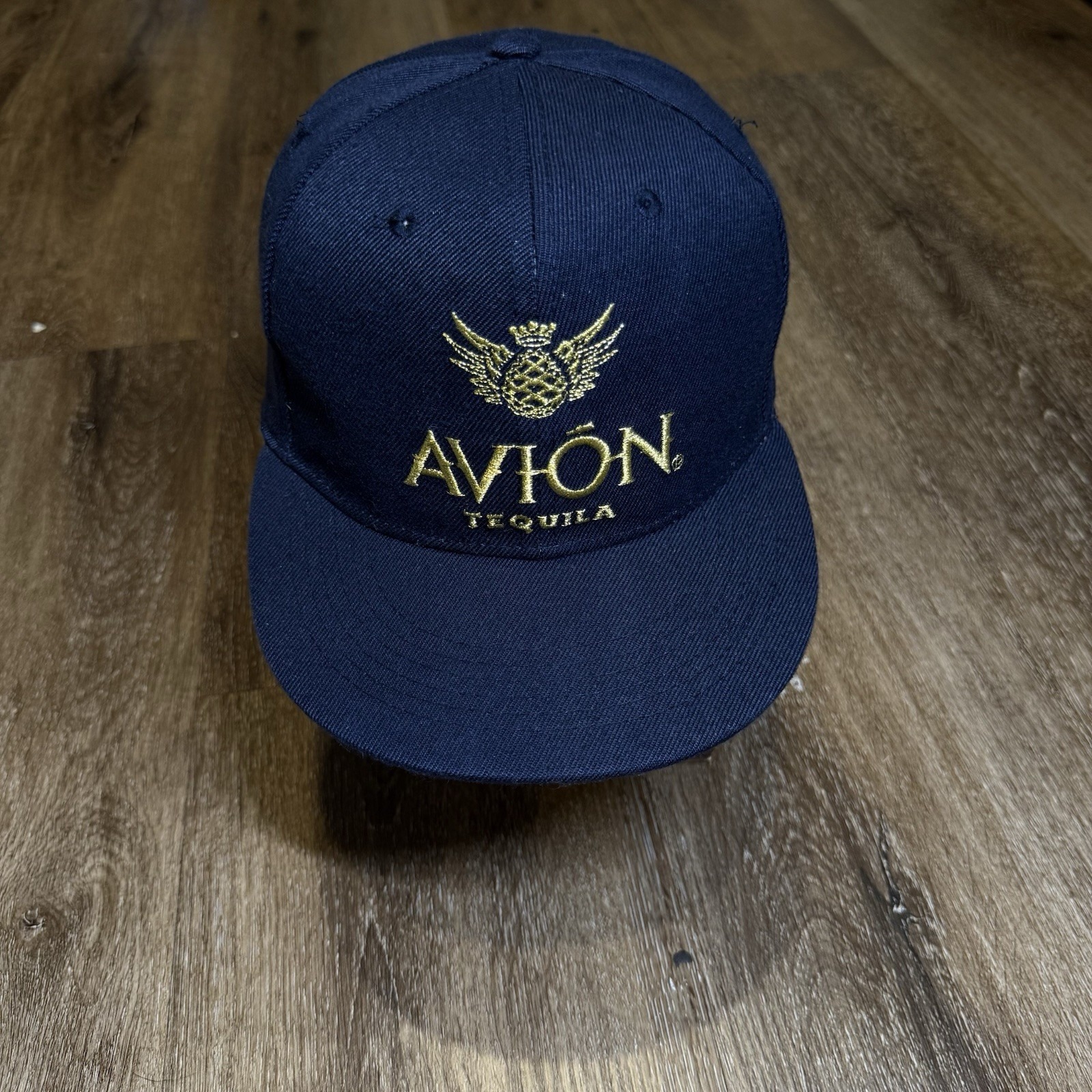 Avion Tequila Snapback Hat Navy Blue Gold Trucker Liquor Alcohol Promo Cap
